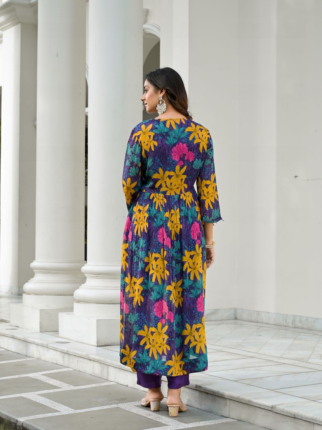 Purple Anarkali Suit Set