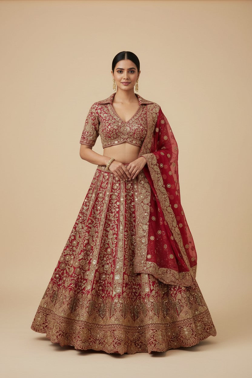 Bridal Embroidered Net Lehenga Choli Set | Rangoli