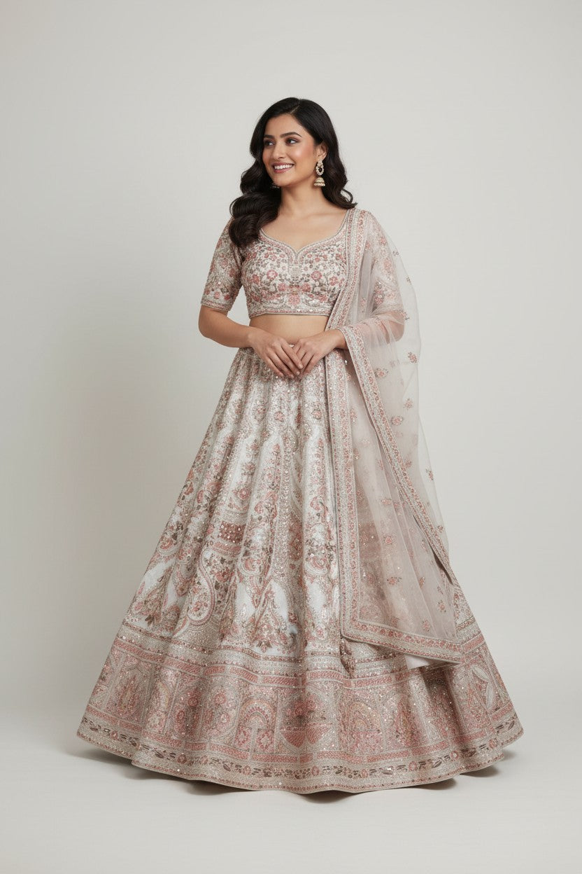 Bridal Raw Silk Lehenga Choli Set | Rangoli