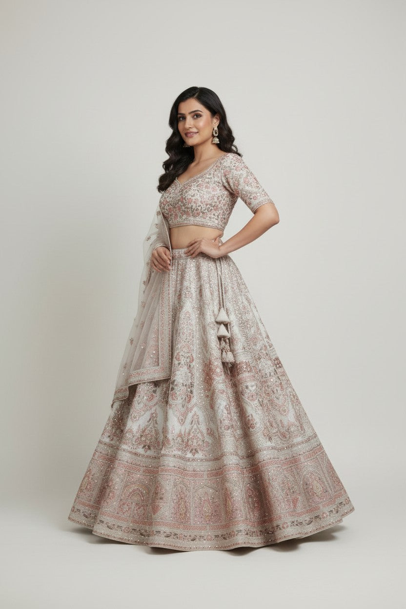 Bridal Raw Silk Lehenga Choli Set - View 2 | Rangoli