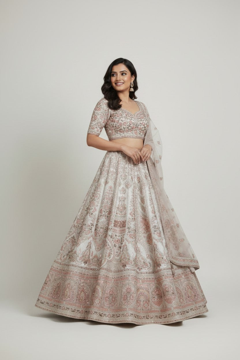 Bridal Raw Silk Lehenga Choli Set - View 3 | Rangoli