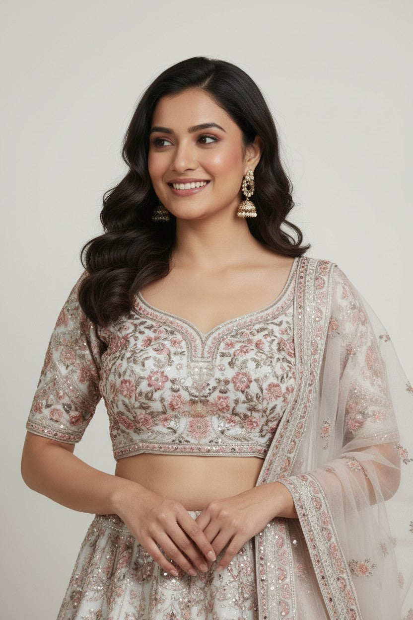 Bridal Raw Silk Lehenga Choli Set - View 4 | Rangoli