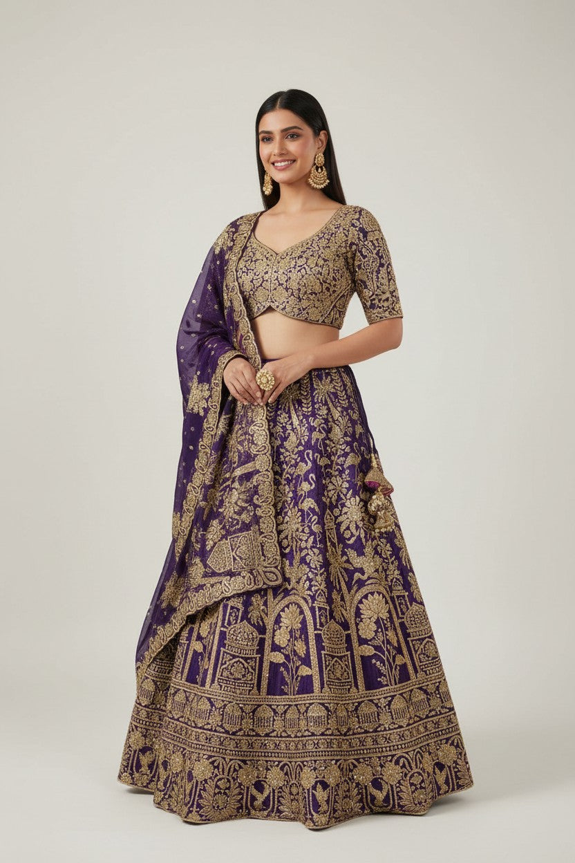 Premium Raw Silk Lehenga Choli Set | Rangoli
