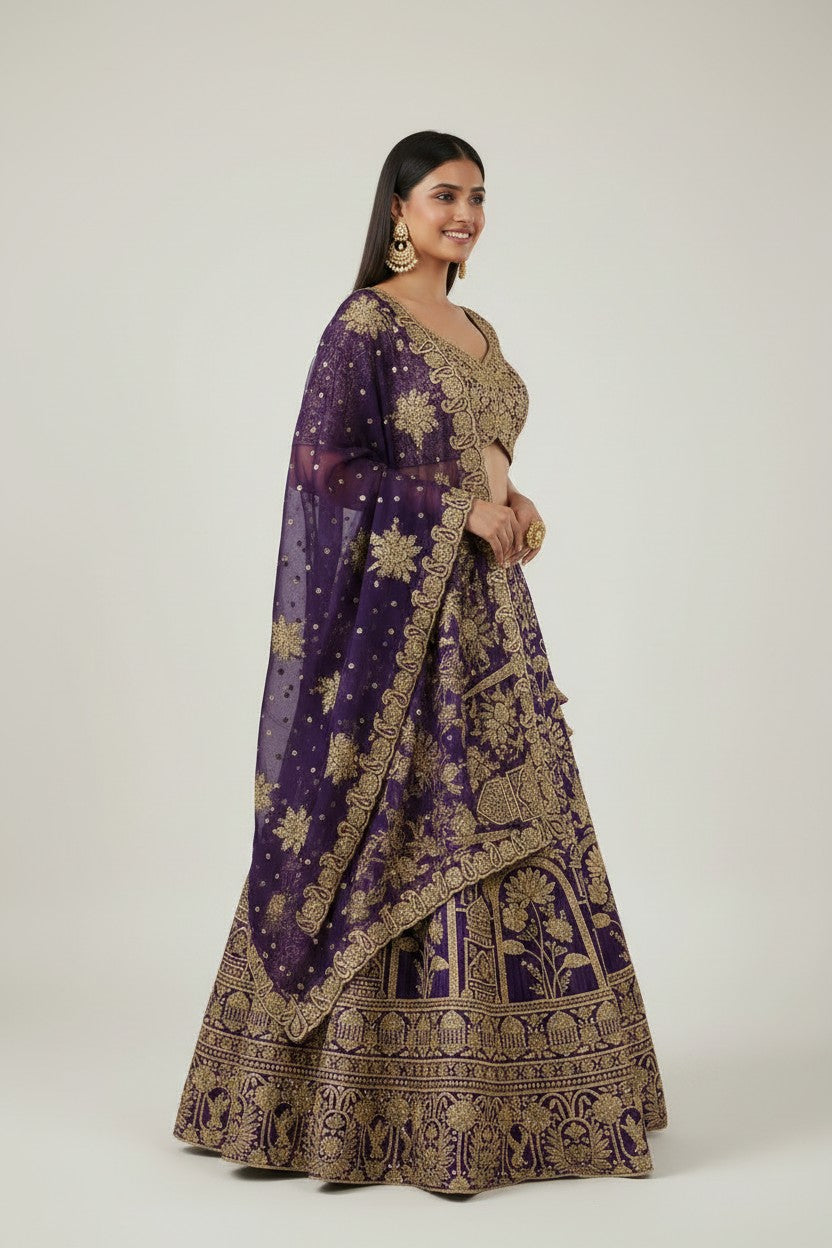 Premium Raw Silk Lehenga Choli Set - View 2 | Rangoli