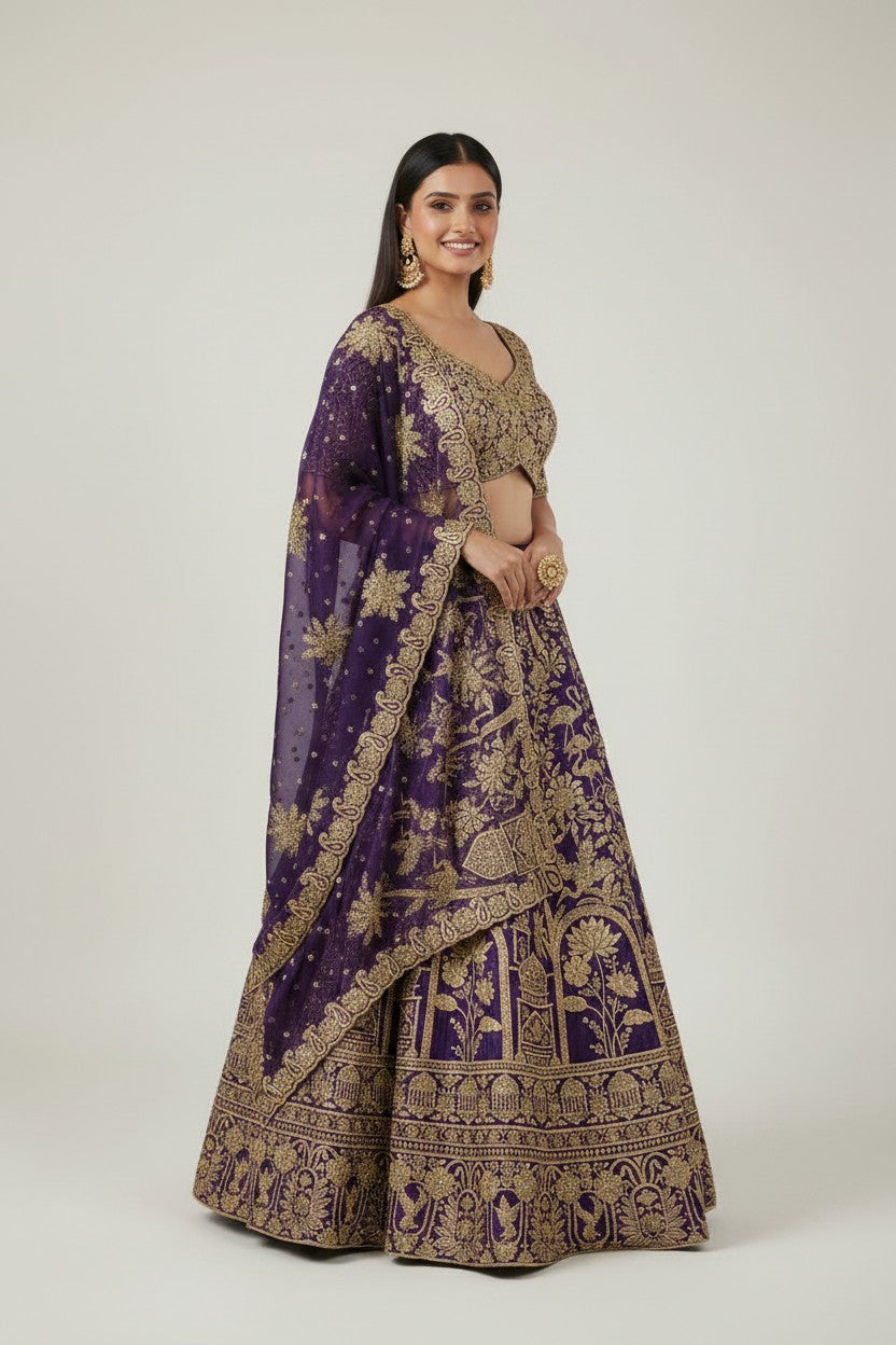 Premium Raw Silk Lehenga Choli Set - View 3 | Rangoli