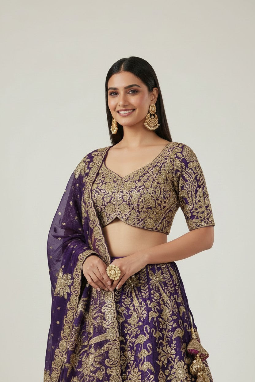Premium Raw Silk Lehenga Choli Set - View 4 | Rangoli