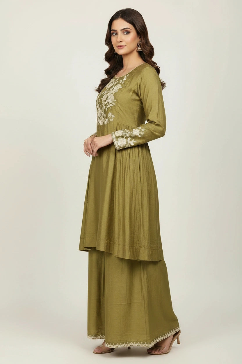 Contemporary Pure Cotton Palazzo Suit Set - Pink | Rangoli