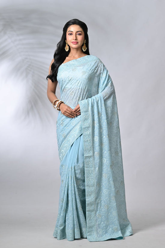 Pista Green Georgette Sarees