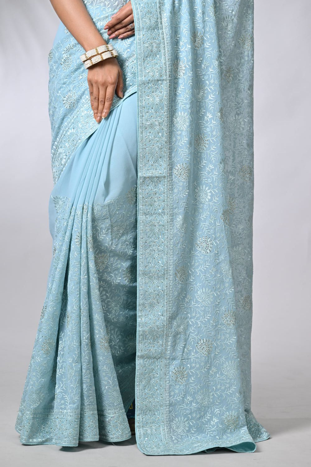 Pista Green Georgette Sarees