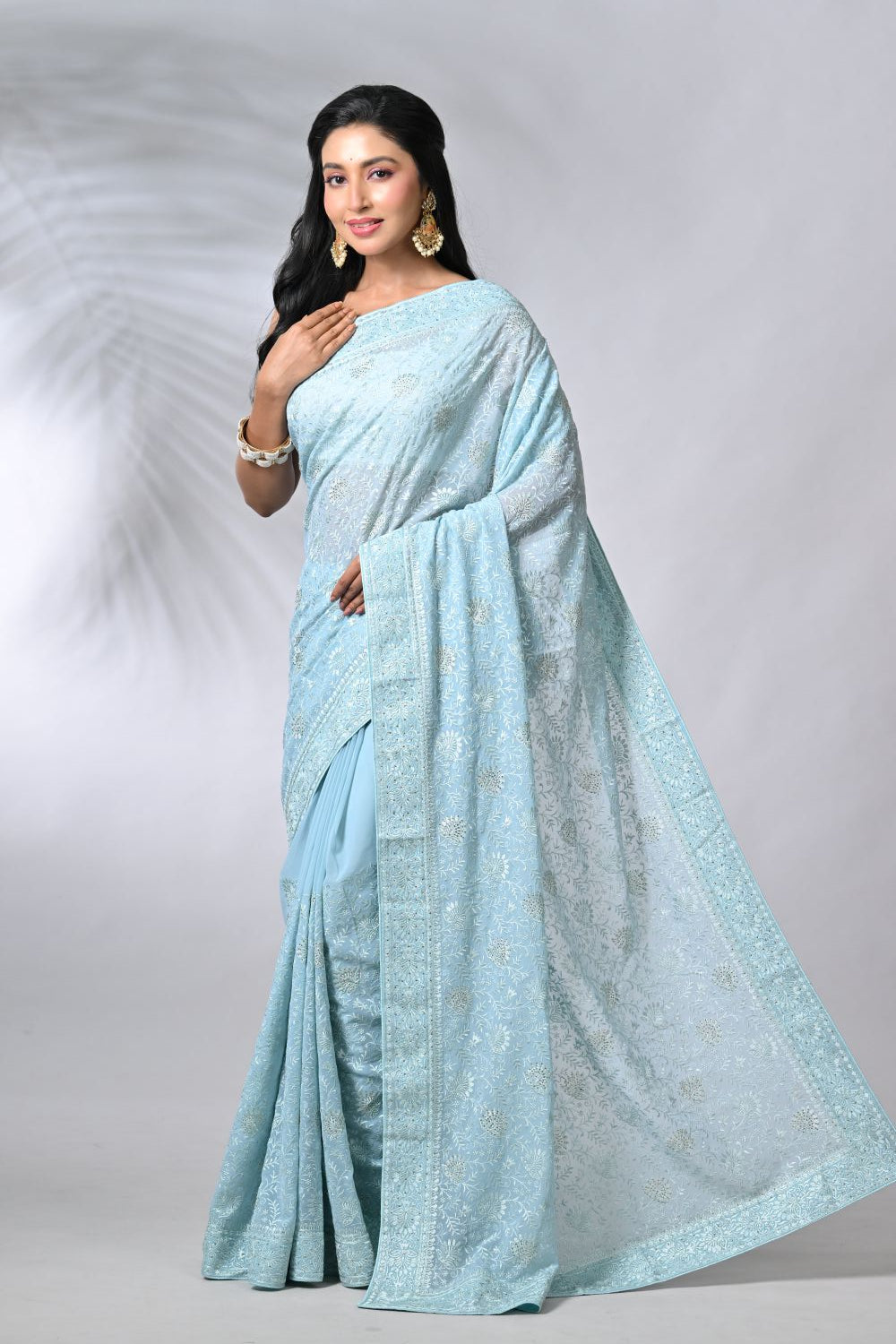 Pista Green Georgette Sarees