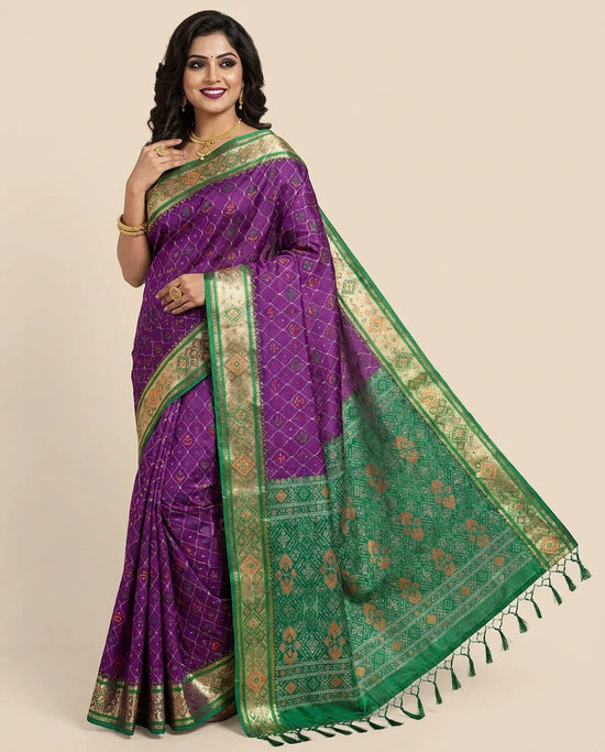Assamese Silk Saree with Woven Border - Rangoli India