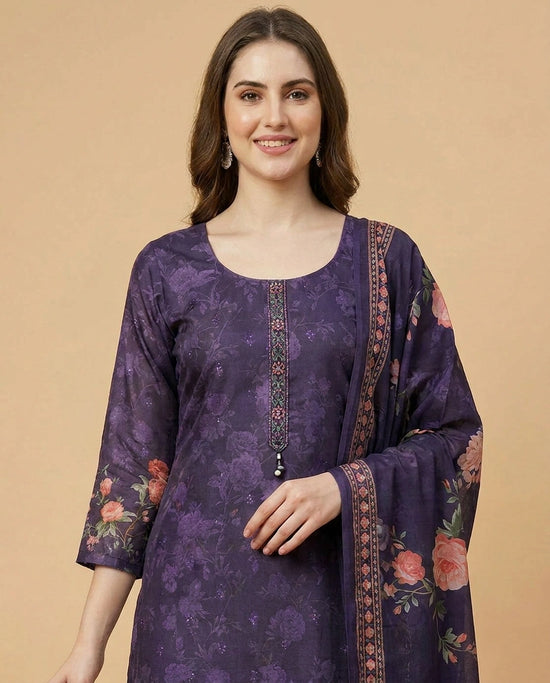 Purple Straight Suit - Rangoli India