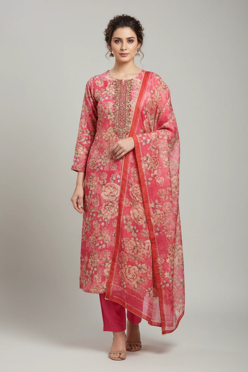 Refined Cotton Straight Suit - Rangoli Sarees