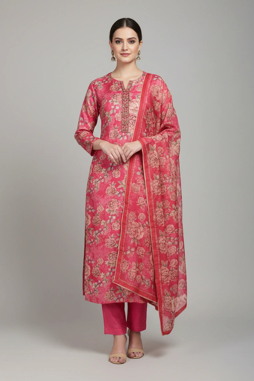 Refined Cotton Straight Suit - Rangoli Sarees