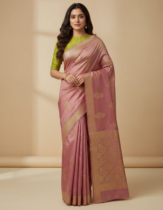 Firozi Blue Chiniya Silk Banarasi Saree with Light Buti - Rangoli India