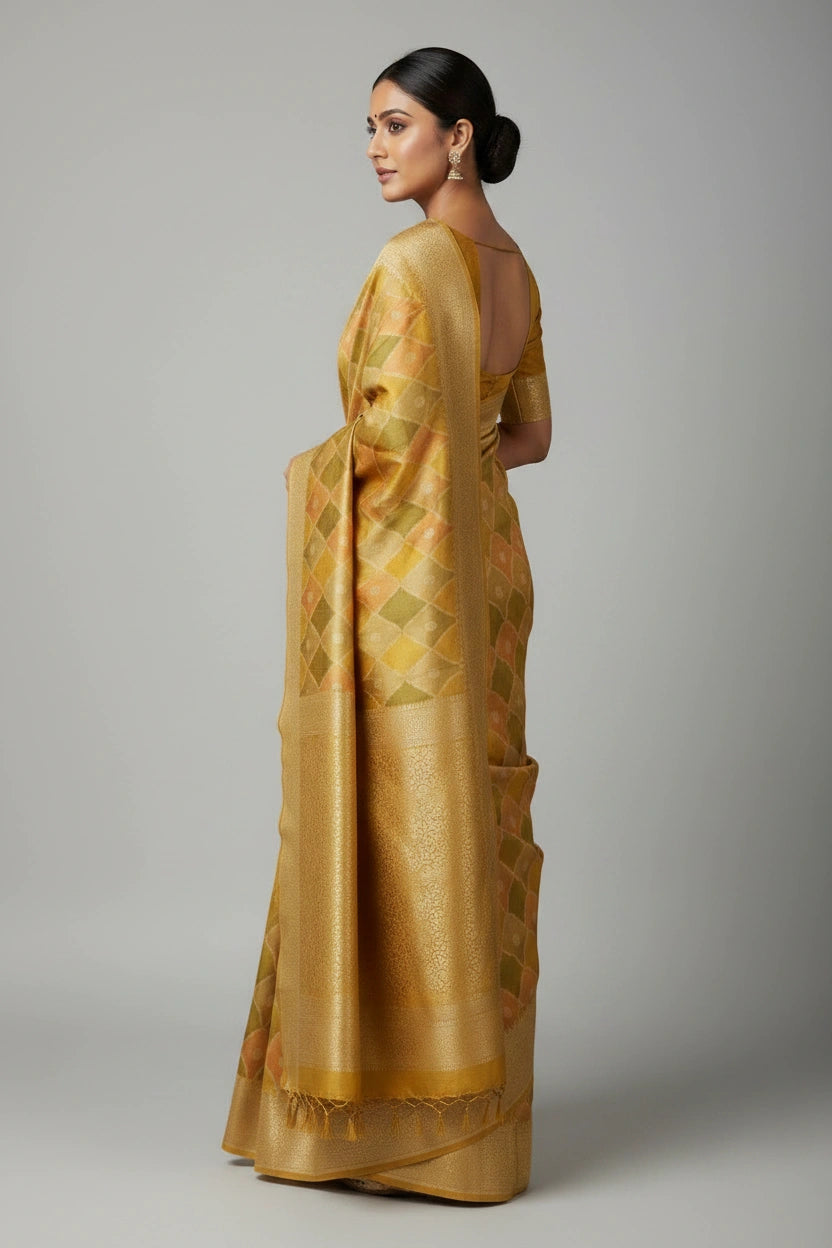 Chiniya Silk Banarasi Saree with Daily Banarasi for Wedding Reception