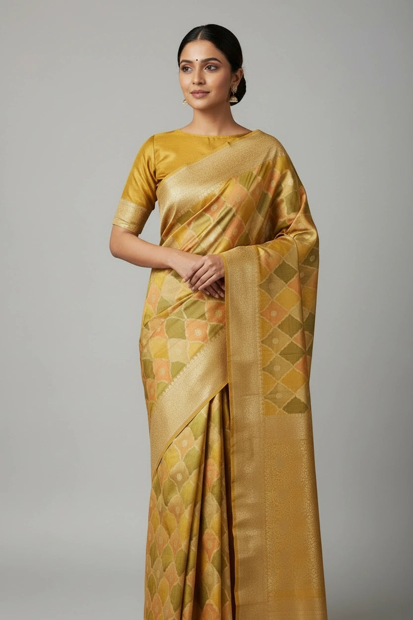 Chiniya Silk Banarasi Saree with Daily Banarasi for Wedding Reception