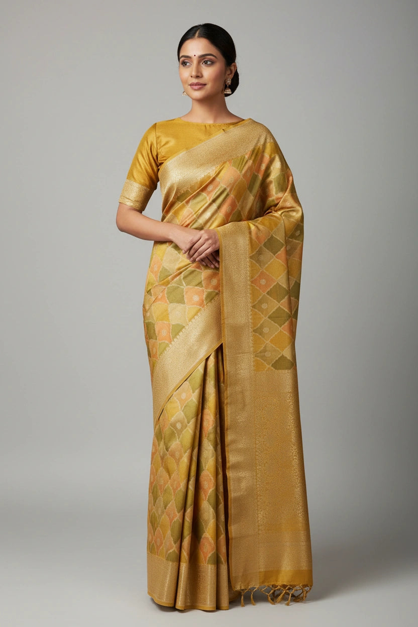 Chiniya Silk Banarasi Saree with Daily Banarasi for Wedding Reception