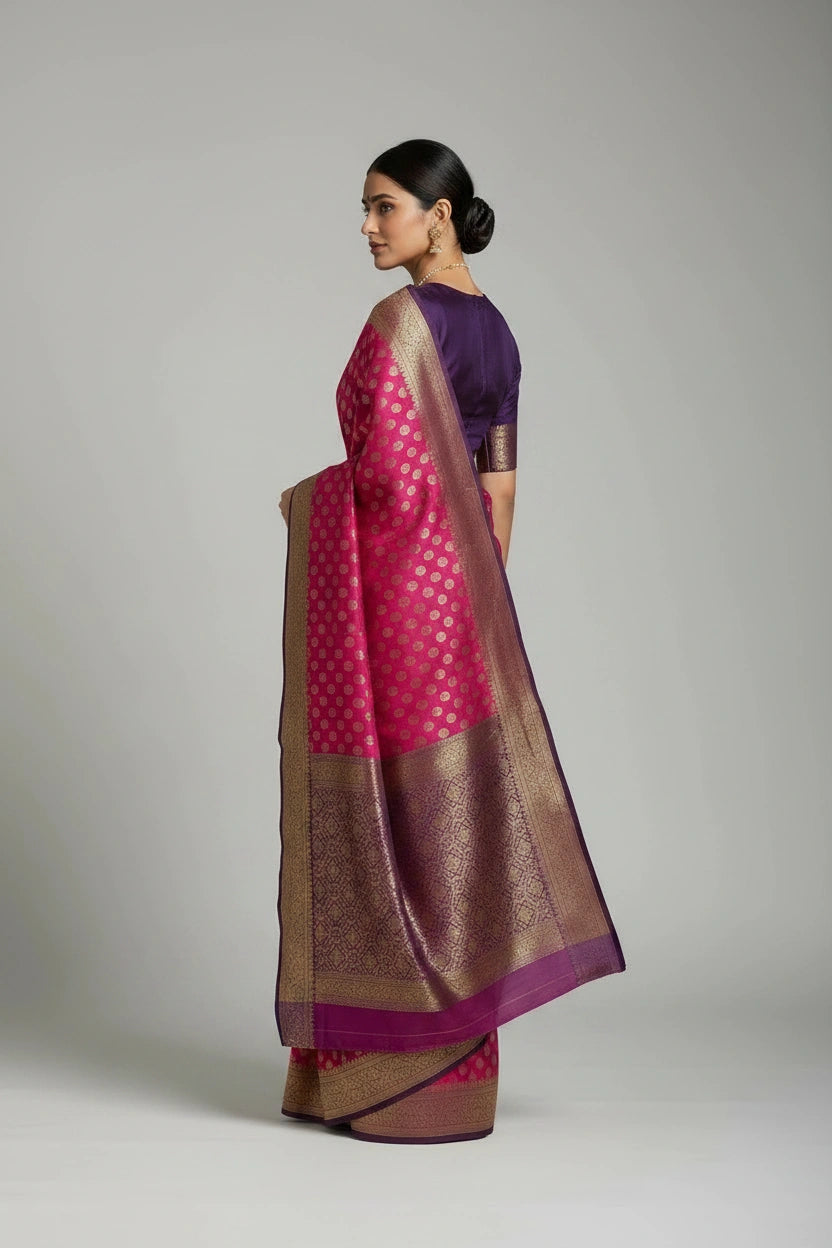 Chiniya Silk Banarasi Saree with Office Banarasi for Sangeet Night