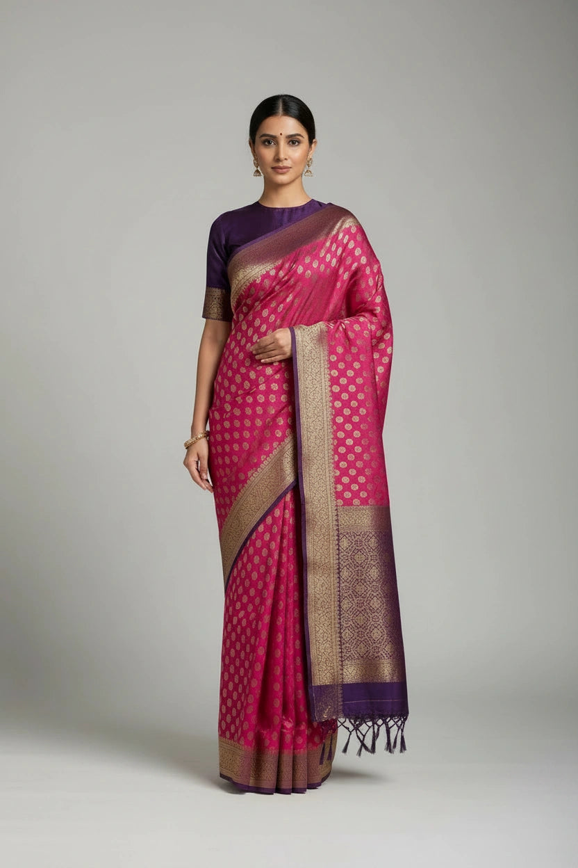 Chiniya Silk Banarasi Saree with Office Banarasi for Sangeet Night