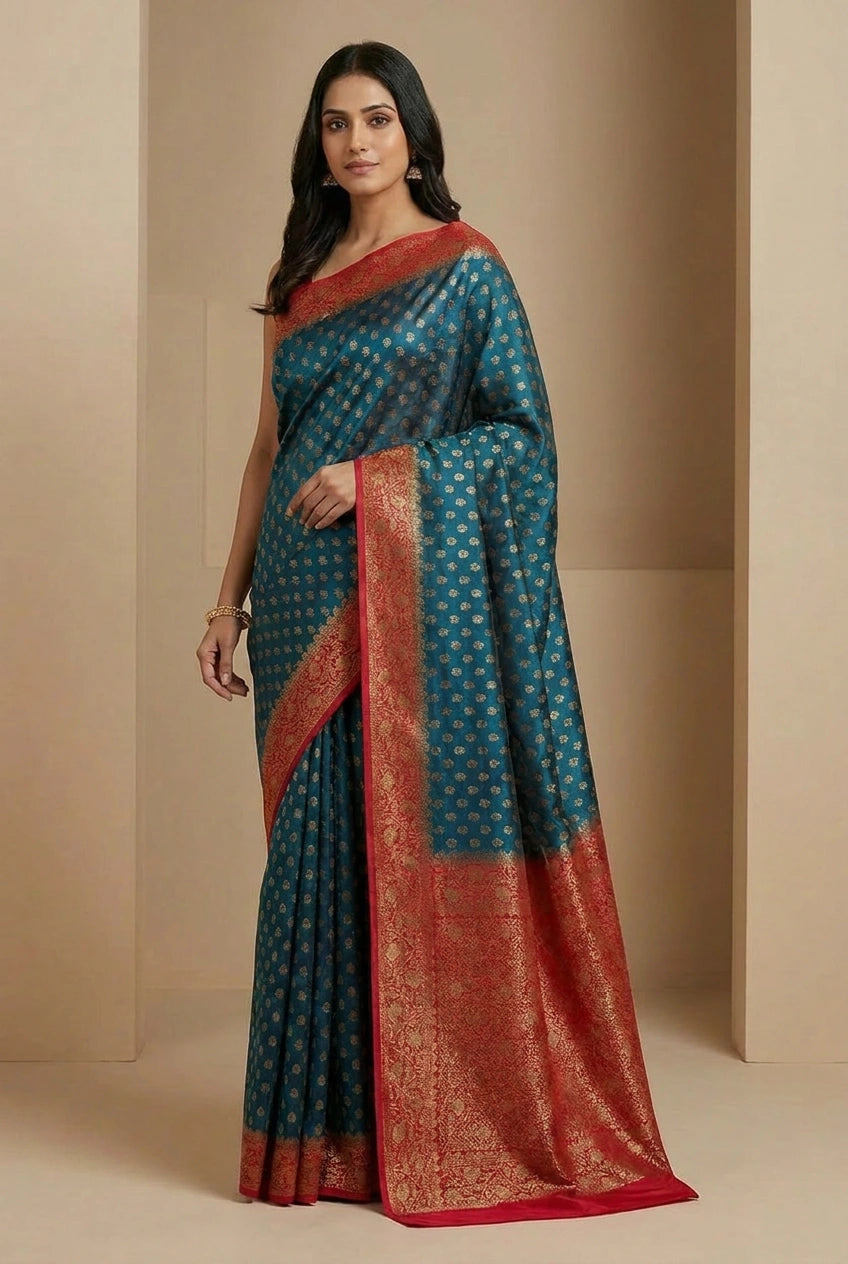 Chiniya Silk Banarasi Saree with Office Banarasi for Sangeet Night