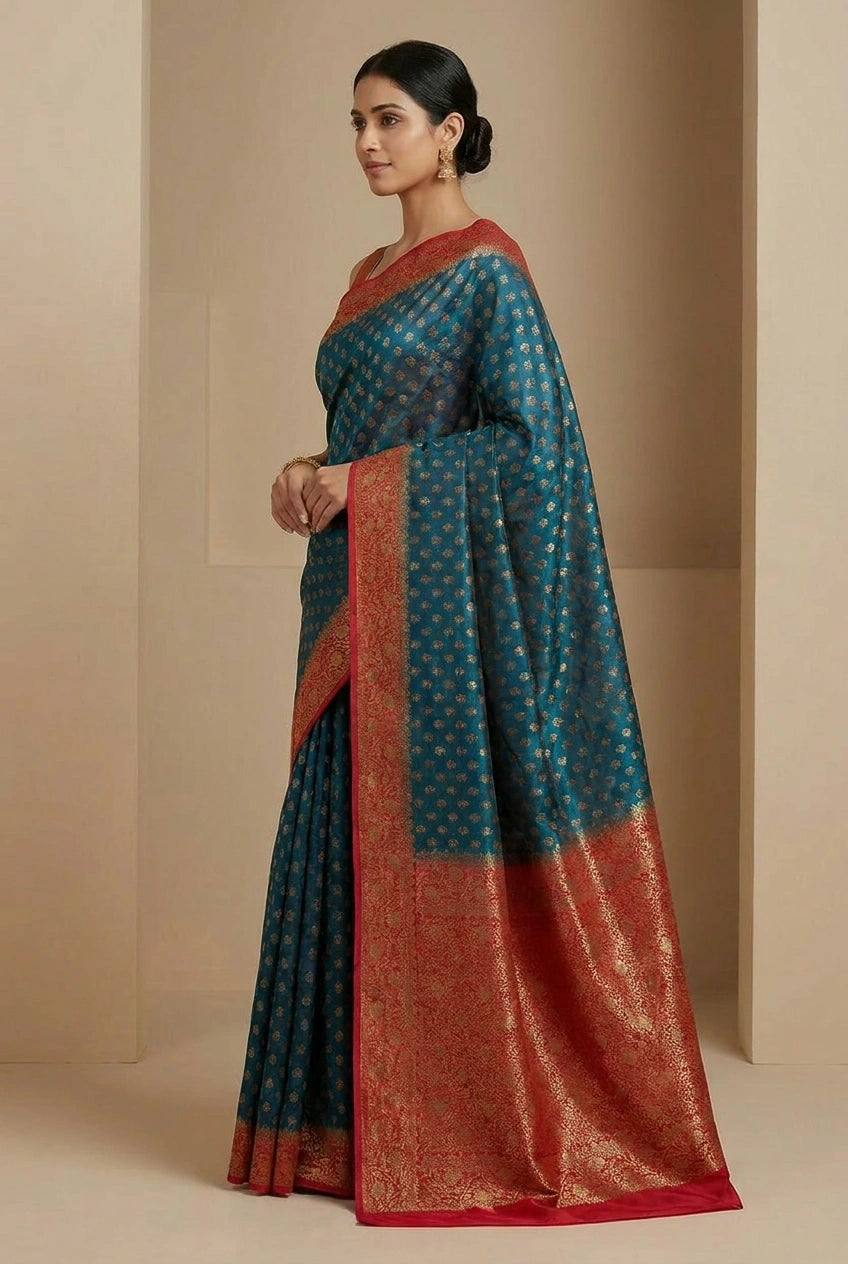 Chiniya Silk Banarasi Saree with Office Banarasi for Sangeet Night