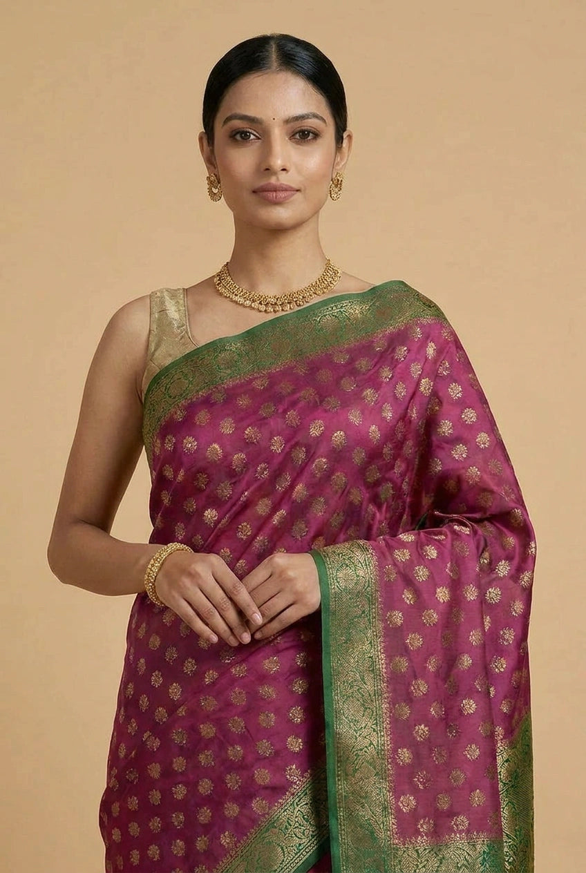Chiniya Silk Banarasi Saree with Soft Konia for Daily Festive