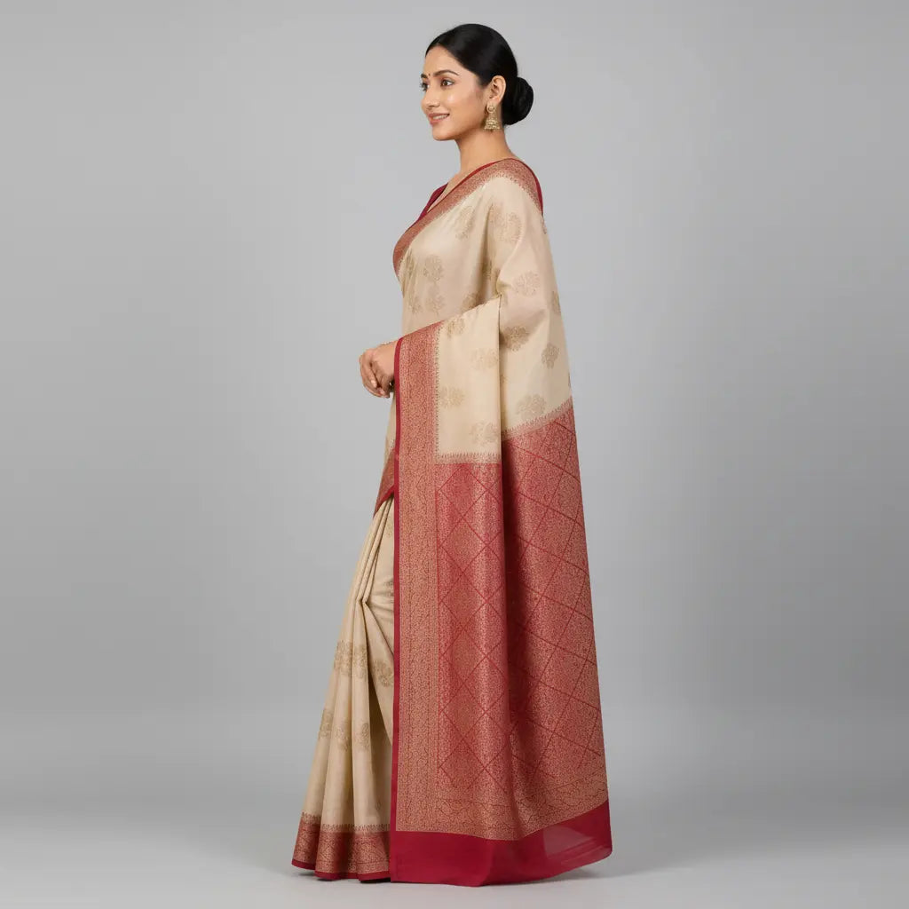 Banarasi Chiniya Silk Saree with Intricate Zari Work