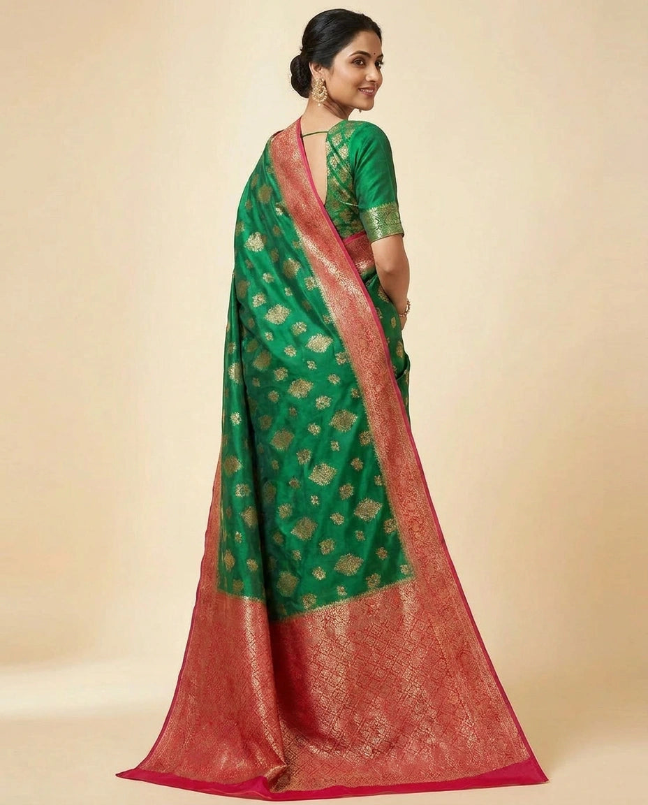 Banarasi Chiniya Silk Saree with Meenakari Woven Border view 4