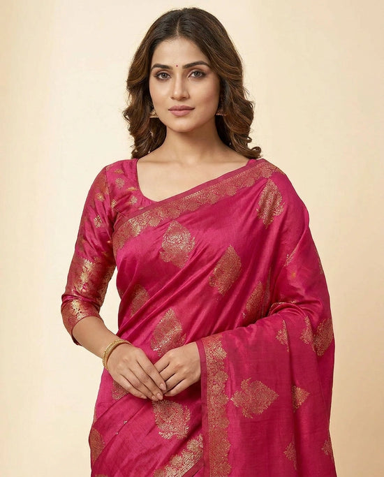 Chiniya Silk Banarasi Handloom Saree with Meenakari Design view 2