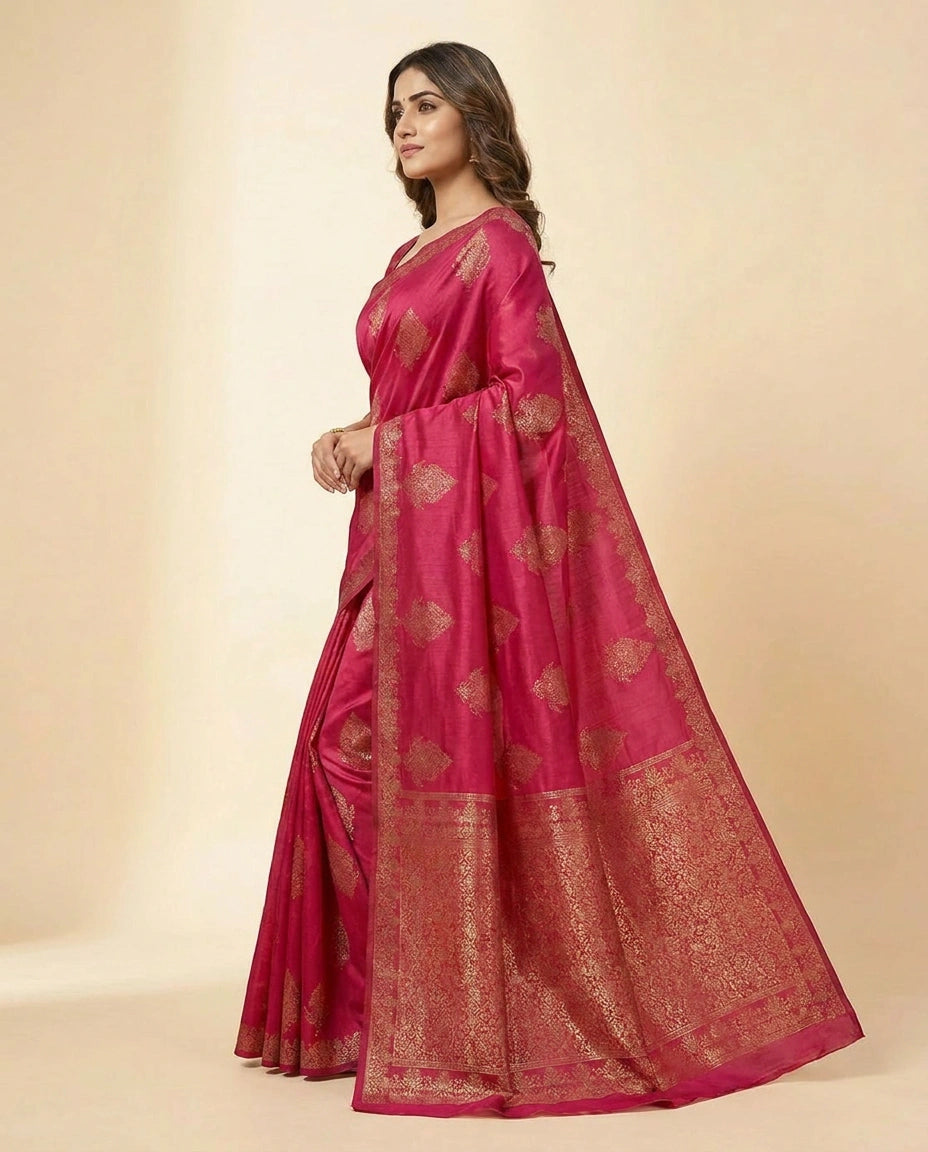 Chiniya Silk Banarasi Handloom Saree with Meenakari Design view 3