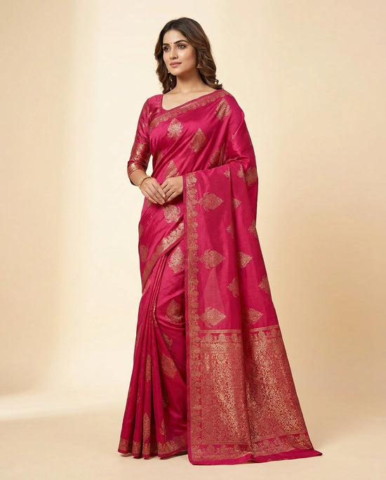 Bottle Green Chiniya Silk Banarasi Handloom Saree with Meenakari Design