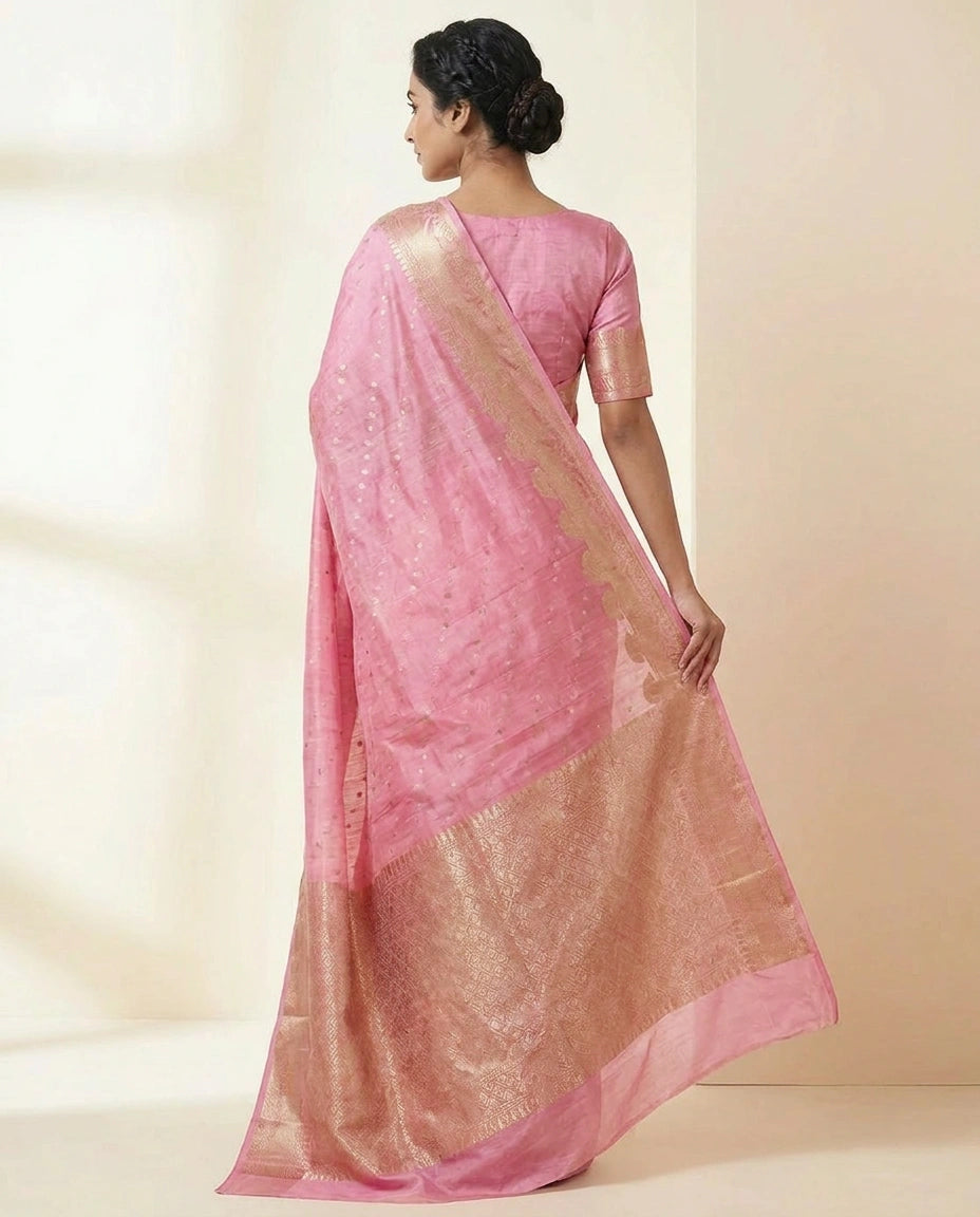Fine Chiniya Silk Banarasi Saree with Meenakari Zari Work view 8