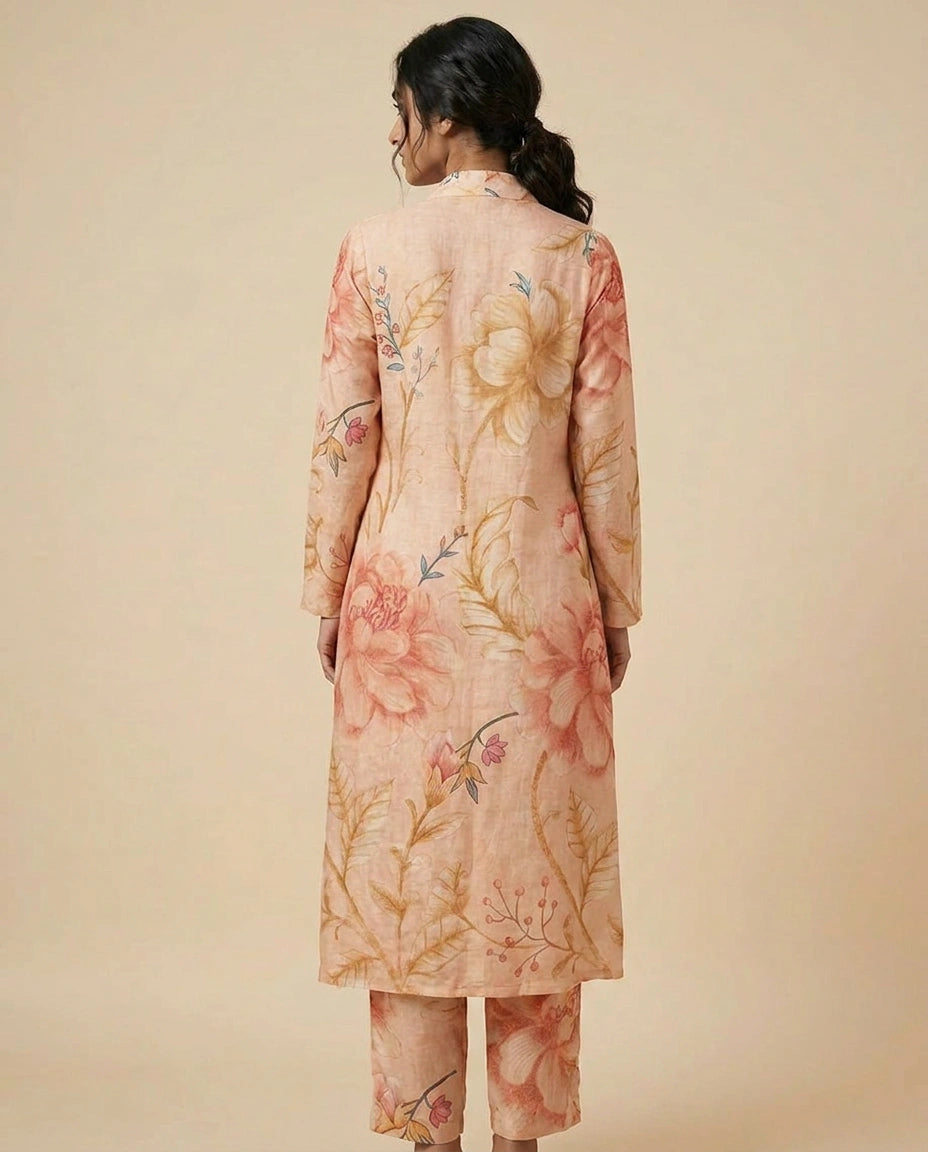 Peach Muslin Co-ord Set for Casual and Daily Wear
