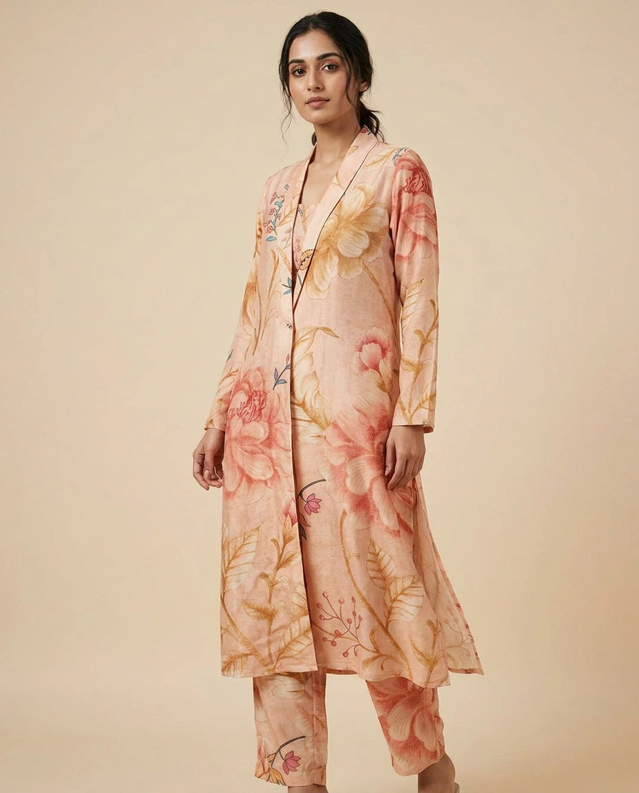 Peach Muslin Co-ord Set for Casual and Daily Wear