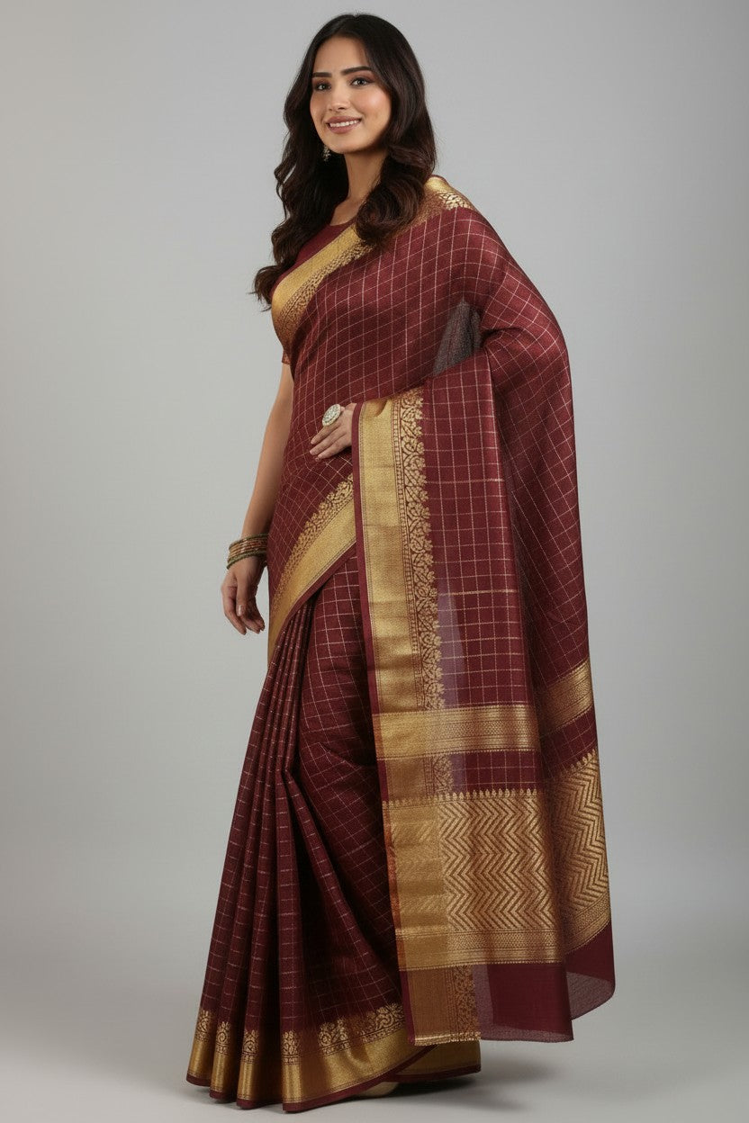 Handcrafted Pure Tussar Silk Chapa Weave Handloom Saree - Green | Rangoli