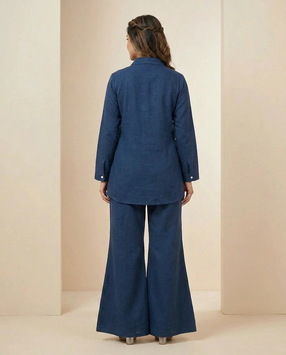 Navy Blue Cotton Co-ord Set - Rangoli India