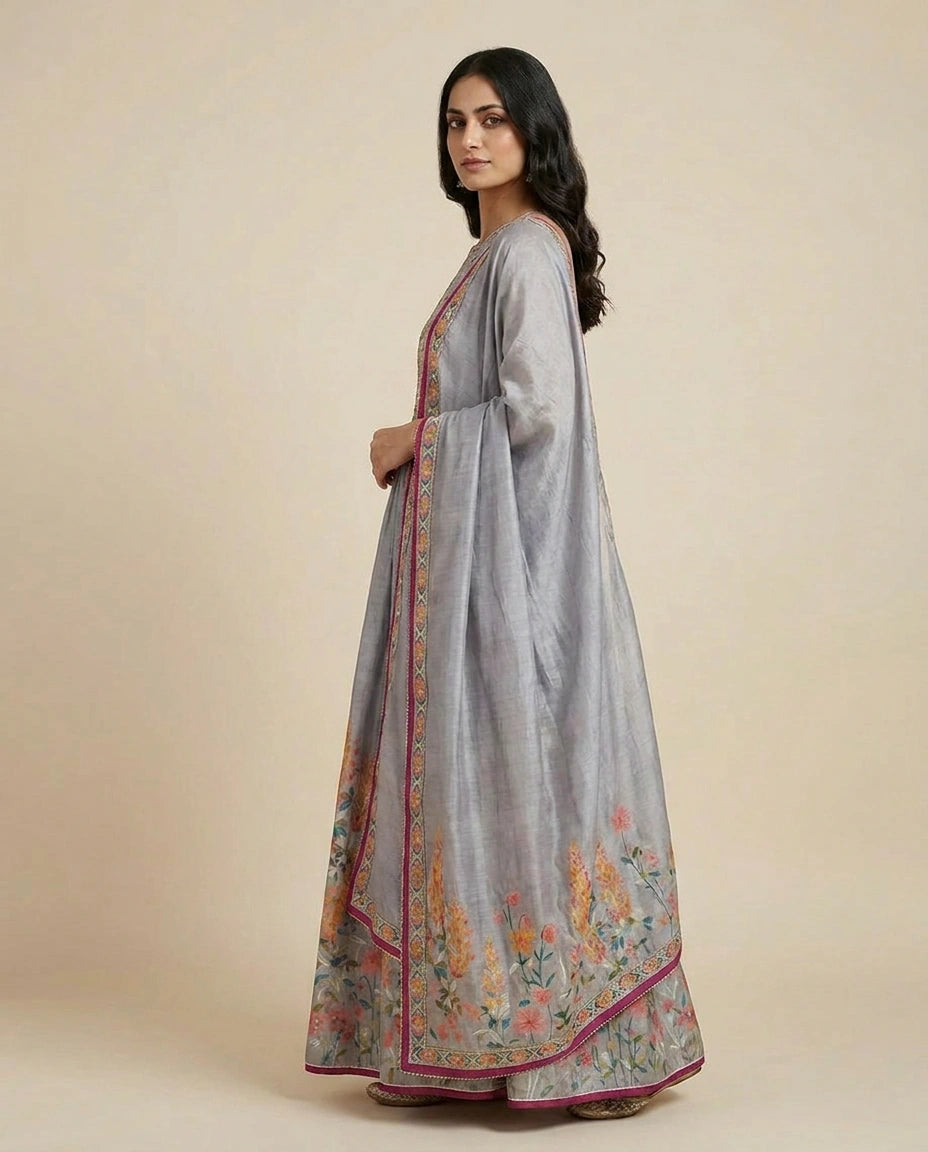 Blue Cotton Side Slit Suit Set for Casual Festive Wear
