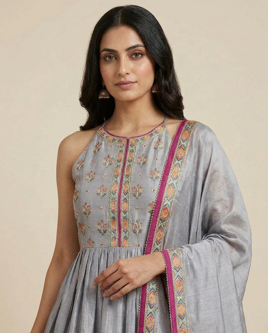 Blue Cotton Side Slit Suit Set for Casual Festive Wear