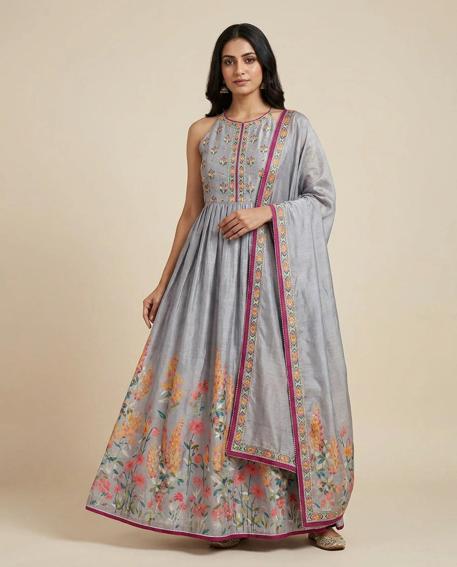 Blue Cotton Side Slit Suit Set for Casual Festive Wear