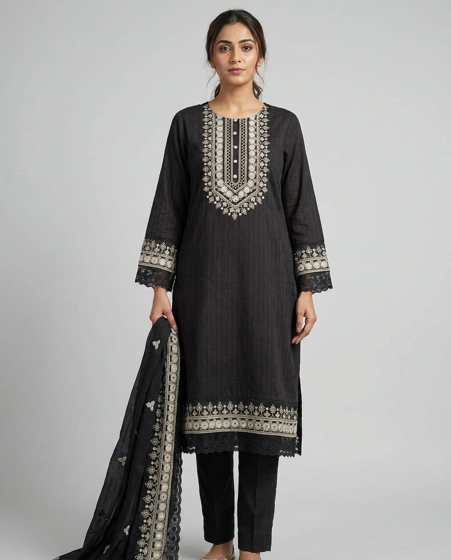 Black Straight Suit Set