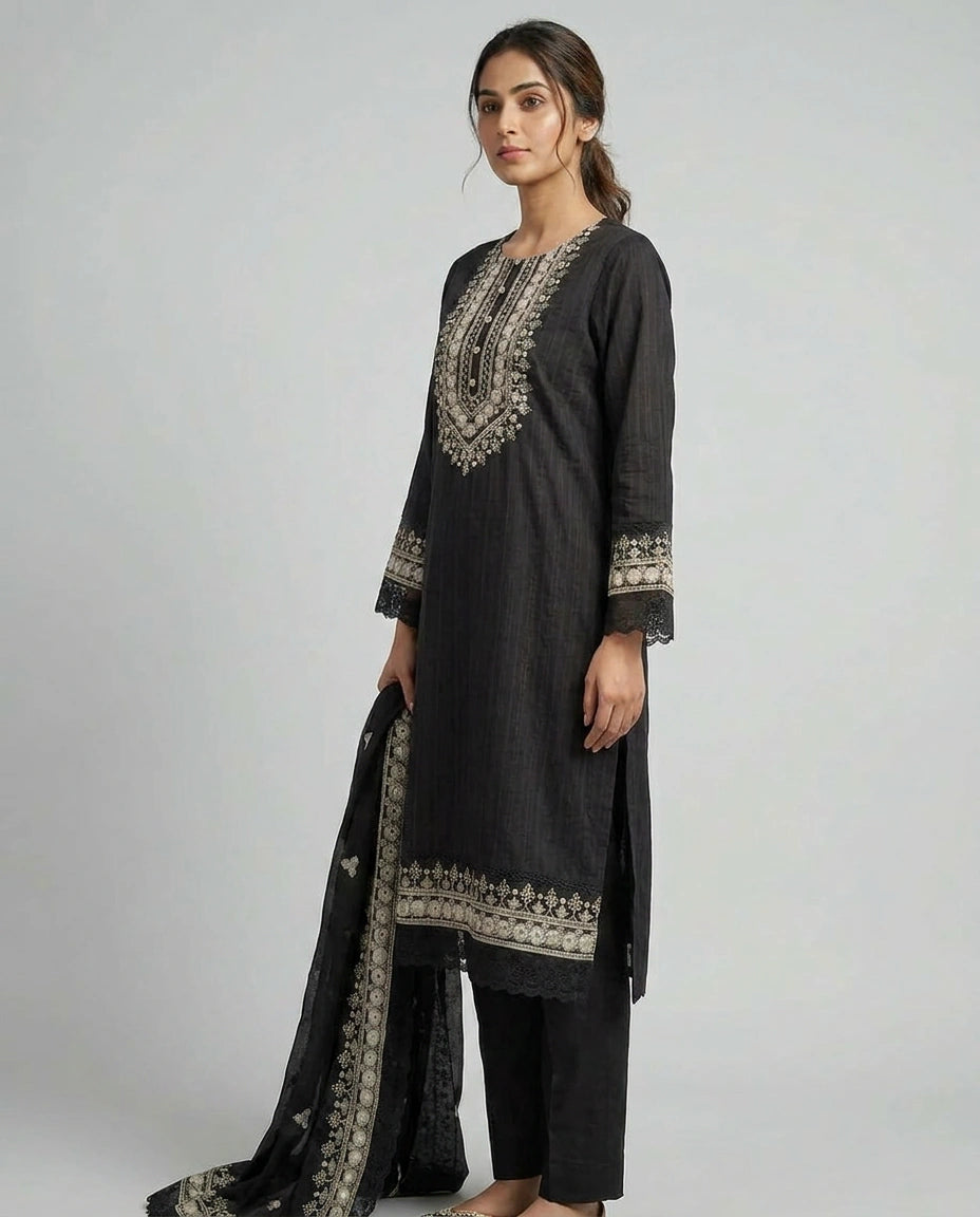 Black Straight Suit Set
