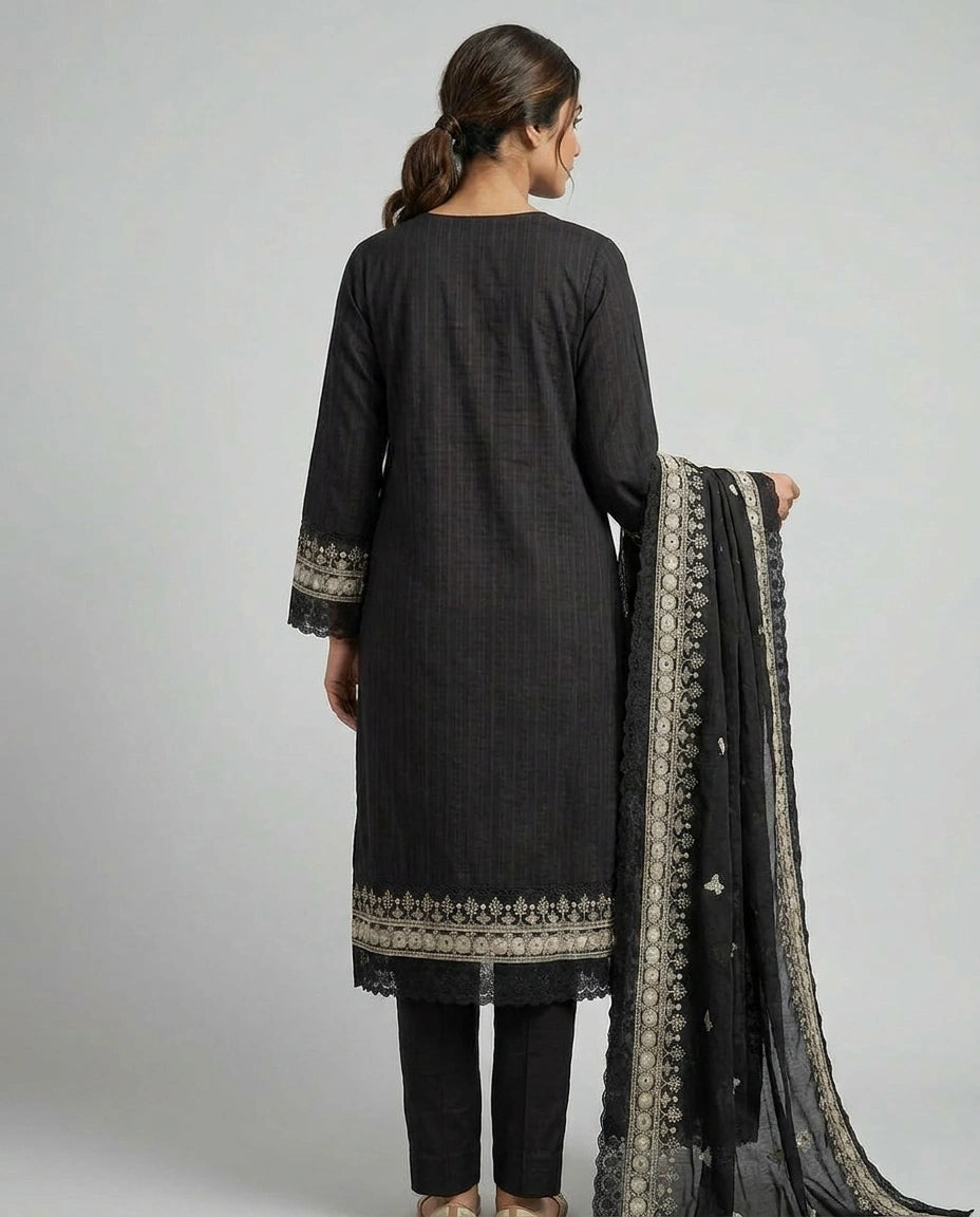 Black Straight Suit Set