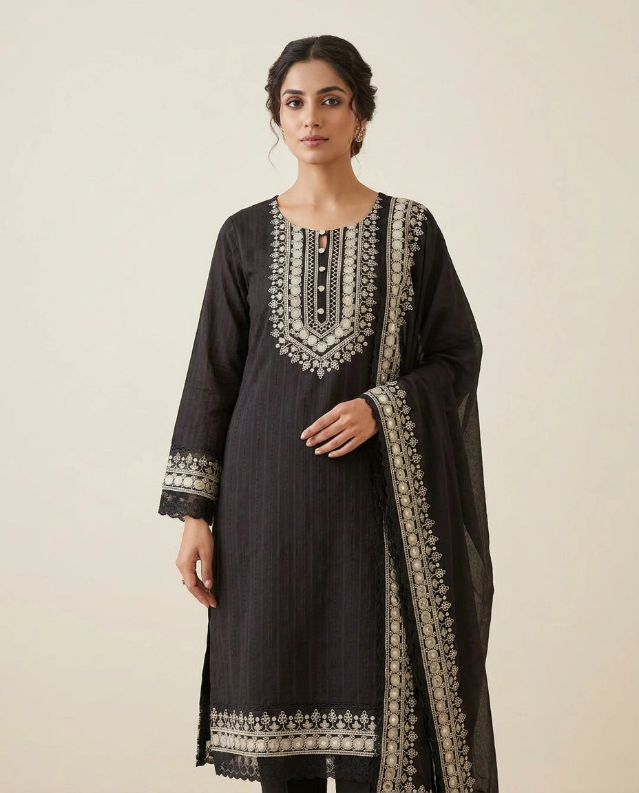 Black Straight Suit Set