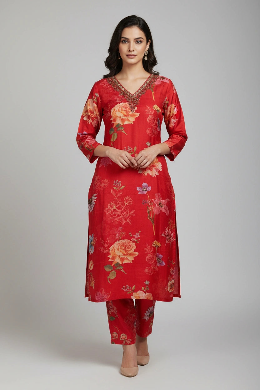 Refined Chinon Straight Suit - Rangoli Sarees