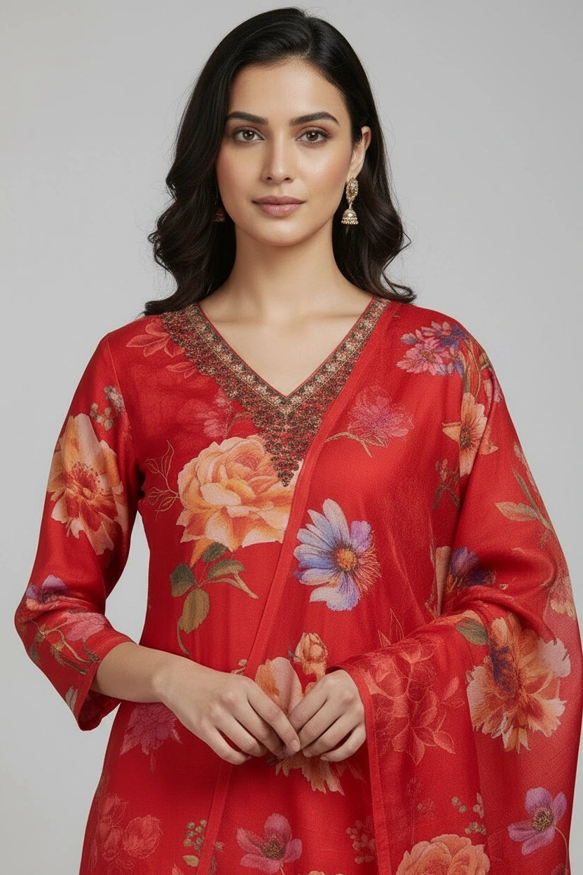 Refined Chinon Straight Suit - Rangoli Sarees