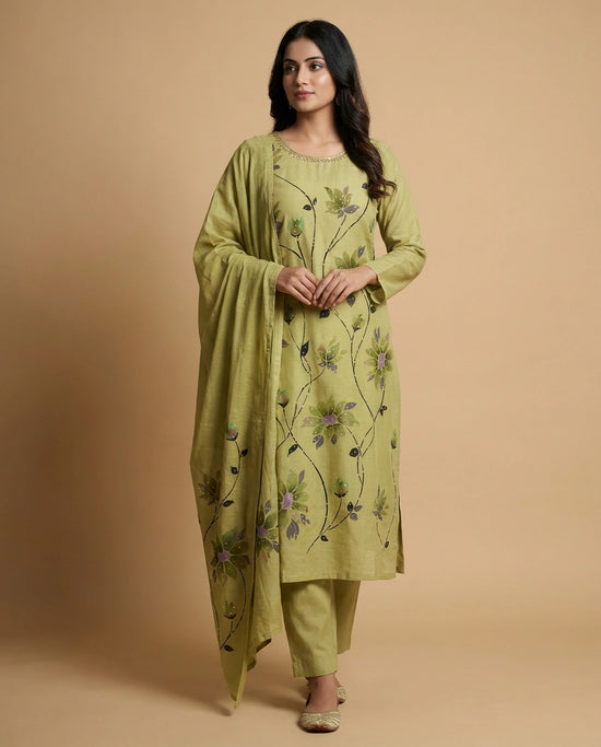 Straight Fit Cotton Salwar Suit Set with Printed Dupatta Straight Suit by Rangoli
