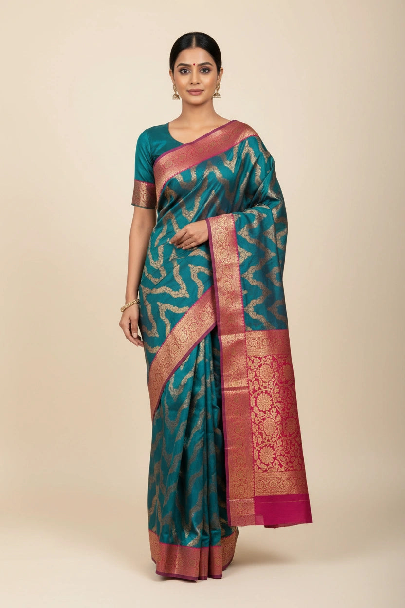 Traditional Silk Katan South Silk Saree - Rangoli Sarees