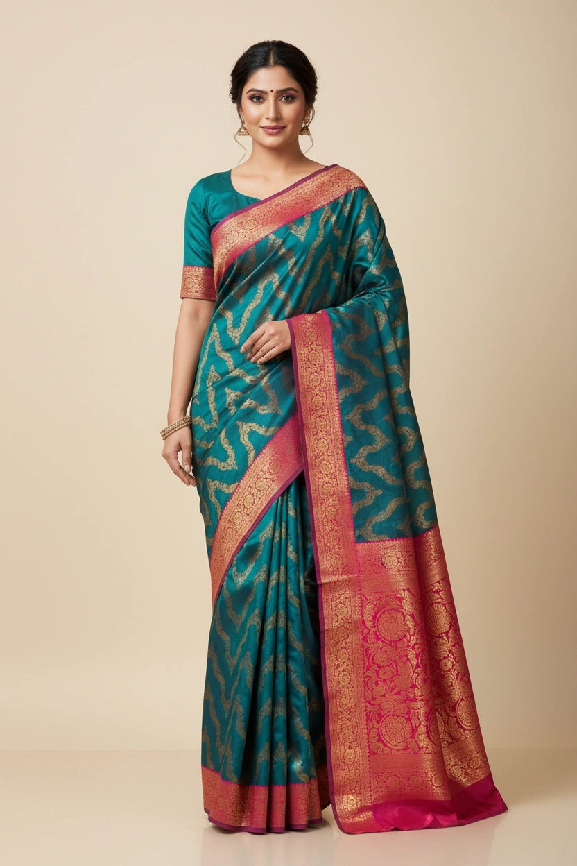 Traditional Silk Katan South Silk Saree - silk Indian ethnic wear by Rangoli