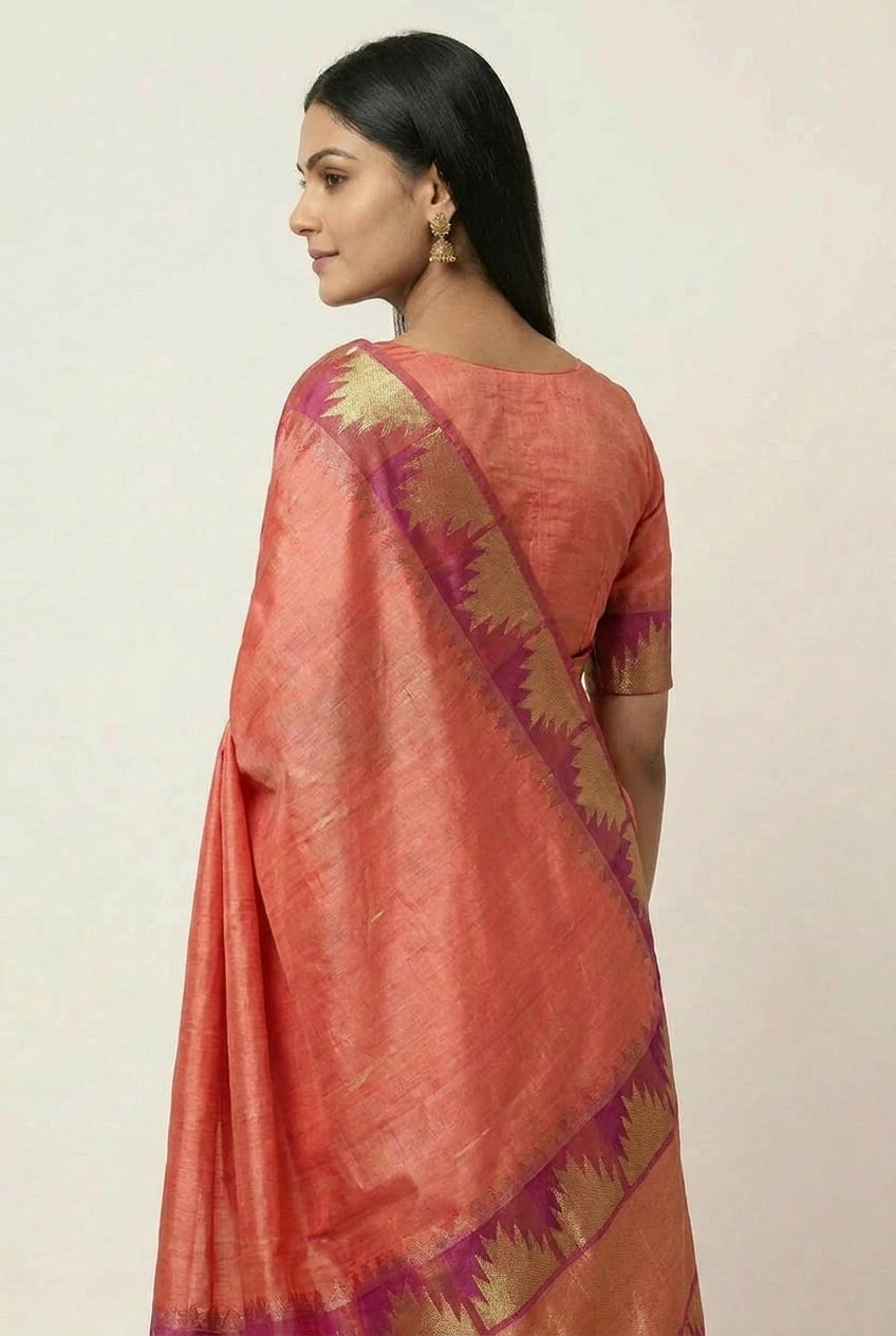 Tussar Silk South Saree with South Border for Family Function